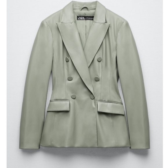 NWT Zara Balmain Style Leather Blazer Jacket - Picture 3 of 4